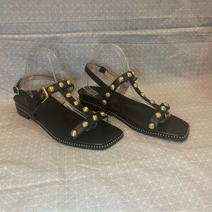 Bared Footwear Rosefinch Black Leather Studded Sandals 41